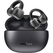 Promate AirClip AudioFit Stability True Wireless Earbuds with OWS Technology, IntelliTouch Control, Ergonomic Open-Ear Clip Design, 28-Hour Playtime, 500mAh Charging Case, Water-Resistance - Black product image