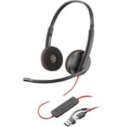 Poly Blackwire 3220 Wired Dual-Ear Boom Mic USB-C Headset + USB-C/A Adapter Noise-Canceling Mic For PC & Mac & Mobile Works with Teams (Certified) product image