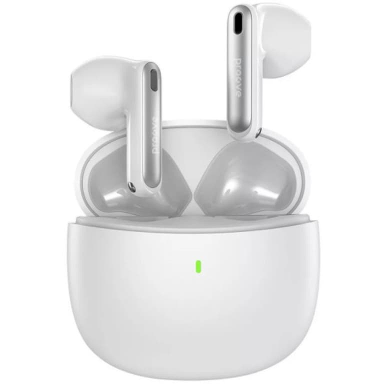 Proove INTRO TWS Earphones, ENC, Touch Control, Compact Size, Fast Charging, IPX4 Water Resistance, Bluetooth 5.3, up to 6 Hours - White