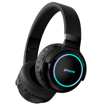 Proove Galaxy Bluetooth Headphones RGB backlight, up to 40 Hours of Listening Time without Recharging, USB Type-C Charging, Bluetooth 5.3 - Black