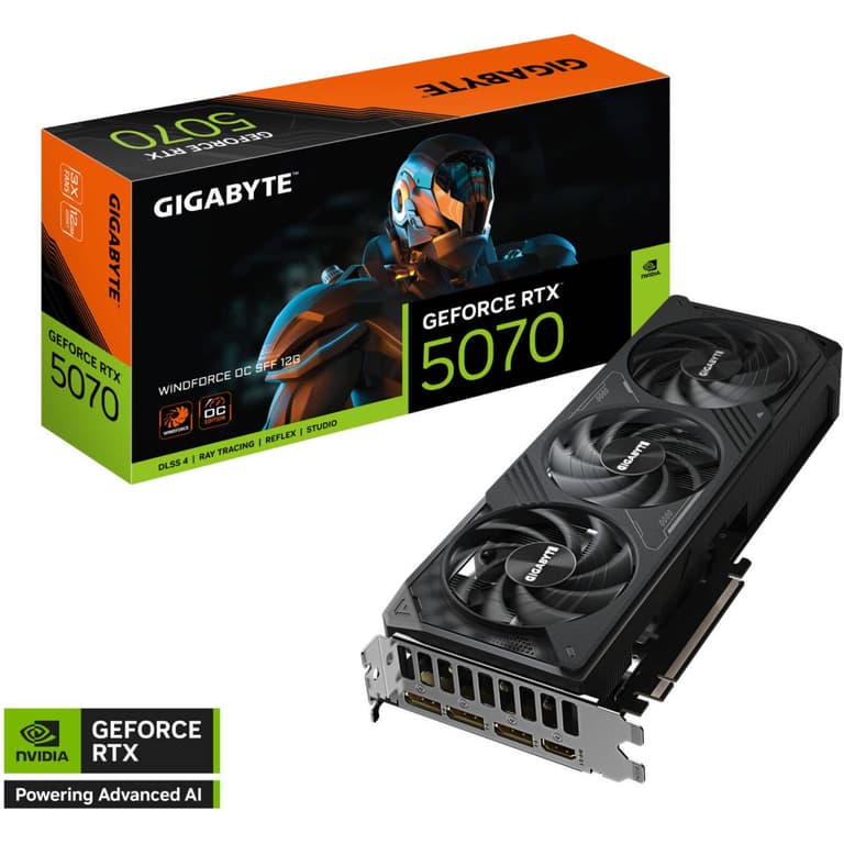 GIGABYTE GeForce RTX 5070 WINDFORCE OC SFF Graphics Card, 12GB GDDR7 192-Bit Memory, 2542 MHz Core Clock, 6144 CUDA Cores, PCI Express 5.0