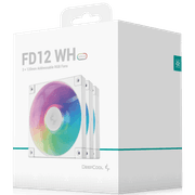 DeepCool FD12 ARGB 120mm Fan Speed: 400~2050 RPM Airflow: 63.6 CFMFan - Air Pressure: 2.56 mmAq - Fan Connector: 4-pin PWM Hydro Bearing, Pack of 3, White product image