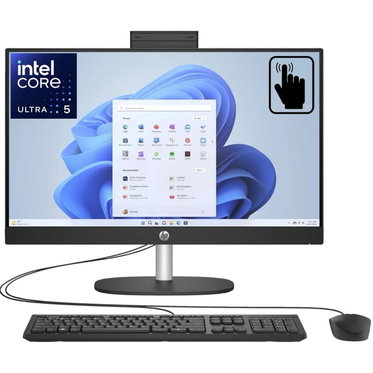 HP All-in-One 24-cr1007nh PC (2024) NEW Intel Core Ultra 5 12-Cores w/ 24" IPS Full HD 99% sRGB Touch Display & DDR5 Memory - Black