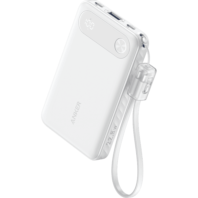 Anker A1257 10,000mAh Power Bank Built-in USB-C Cable Speedy 22.5W Charging with 2x USB-C & 1 USB-A Port for iPhone 15/14, Galaxy S23, iPad, AirPods, and More