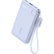 Anker A1257PV1 Power Bank, 10,000mAh Portable Charger with Built-in USB-C Cable and Lanyard, 22.5W Max Output with USB-C&A Port, Battery Pack for iPhone 15/14, Galaxy S23, iPad, AirPods, and More - Purple product image