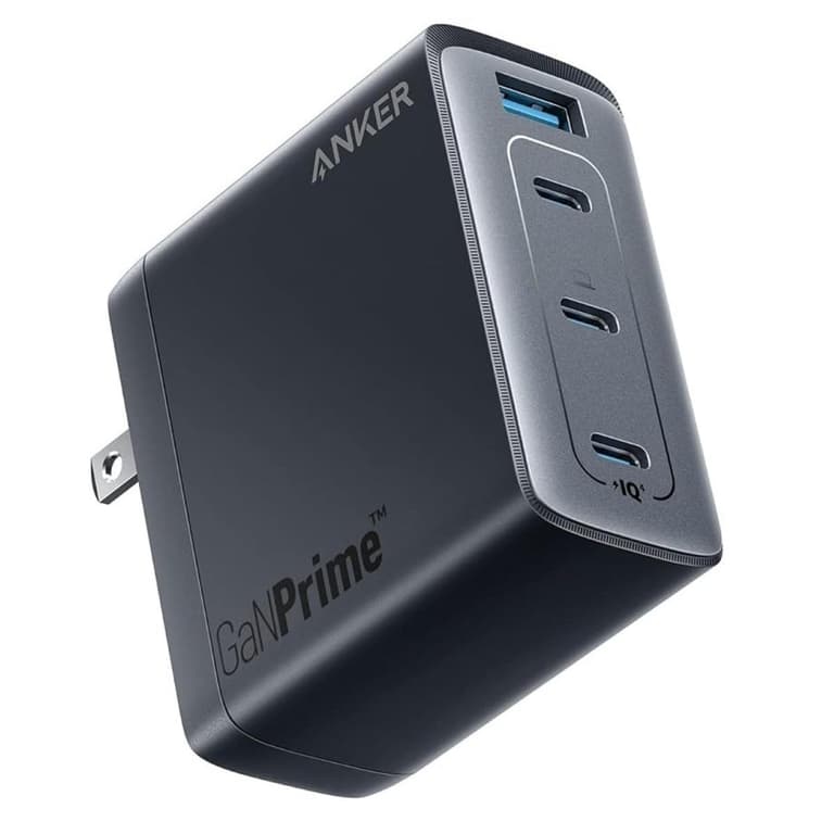 Anker 747 GaNPrime 150W Max USB-C Charger Block, 4-Port Compact Foldable GaN Charger for MacBook, iPhone 16 and More Series and Laptop - Black