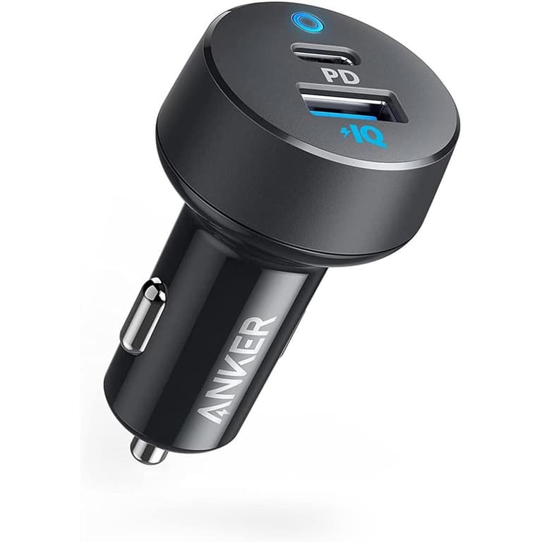 Anker USB C Car Charger, Compact 32W 2-Port, LED Indicator Type C Charger with 20W Power Delivery & 12W PowerIQ, Compatible with iPhone 15 14 13 12 Series, Pixel 3 2 XL, iPad Pro & More Devices