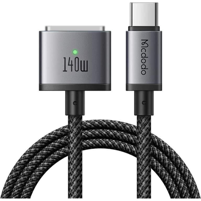 Mcdodo 140W USB C to Magnetic 3 Cable, MacBook Air Charger Mag-Safe Cable Compatible with MacBook Pro/Air M1 M2 M3(2021-2024 14"&16")-6.6ft-Black