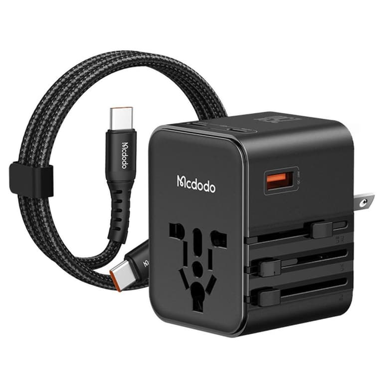 Mcdodo CP-3260 MDD G5 Series 25W 2 USB-C + 1 USB-A Universal Travel Power Adapter Charger with USB-C to USB-C Cable - Black