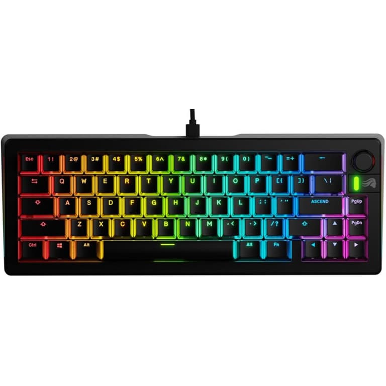 Glorious GMMK 3 Prebuilt Mechanical Keyboard, Size 65%, Hot swappable Switches, RGB Backlighting, Fox Mechanical Switches, Modular Design, Arabic Layout, Black
