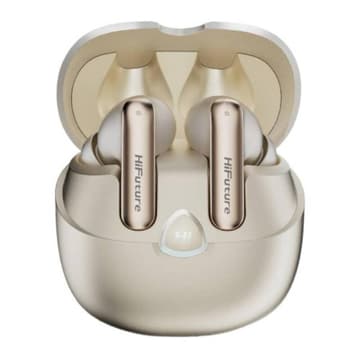 Hifuture Sonic AIR TWS Earbuds, ENC for Calls, Bluetooth 5.3, 25 Hours Playtime, IPX5 Sweatproof, Powerful Bass - Gold