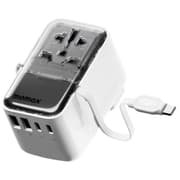 Momax World+ Flow 35W 4-Port charger is a universal travel charger featuring a compact and lightweight design. It includes 4 ports (2 USB-A and 2 USB-C) with a built-in retractable USB-C cable- White product image