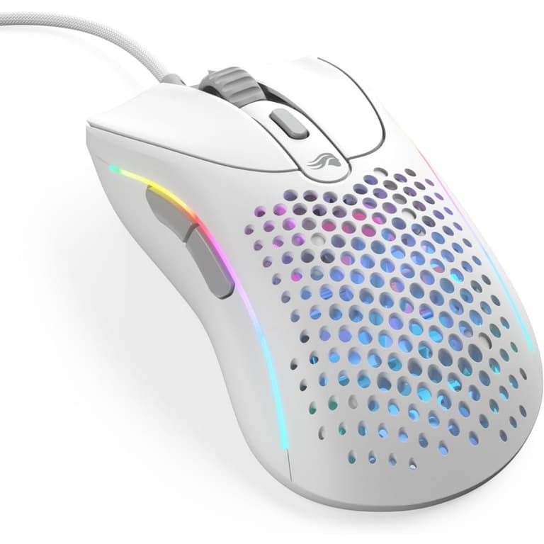 Glorious Gaming - Model D 2 Wired Ergonomic Mouse, Superlight 58g, 26K Optical Sensor, 6 Programmable Buttons, 80 Million Click Lifecycle, FPS, MMO, MOBA, Battle Royale (White)