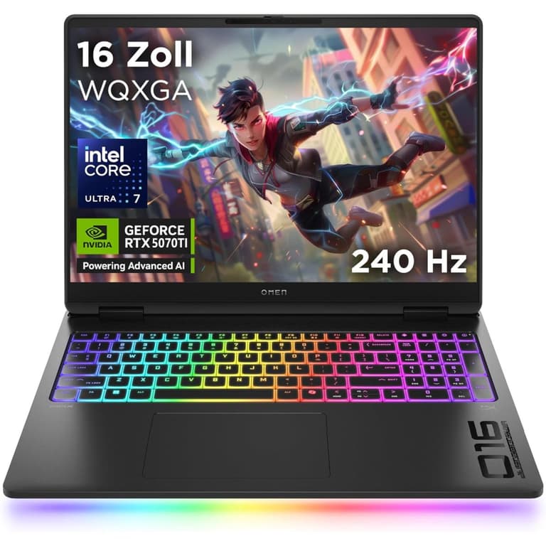 HP OMEN MAX (2025) 16-ah0008ne NEW Intel Core Ultra 7 Gen II 255HX 20-Cores w/ NVIDIA RTX™ 5070TI 12GB DDR7 & 2.5K IPS 240Hz Display , Shadow Black