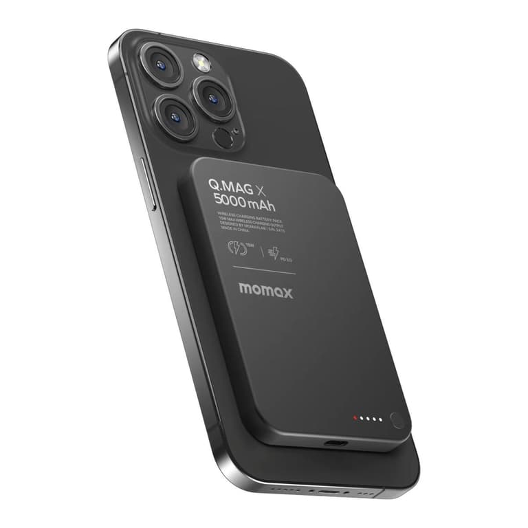 Momax Q.Mag X 5000mAh Gen2 15W Ultra Slim MagSafe Wireless Power Bank - Black