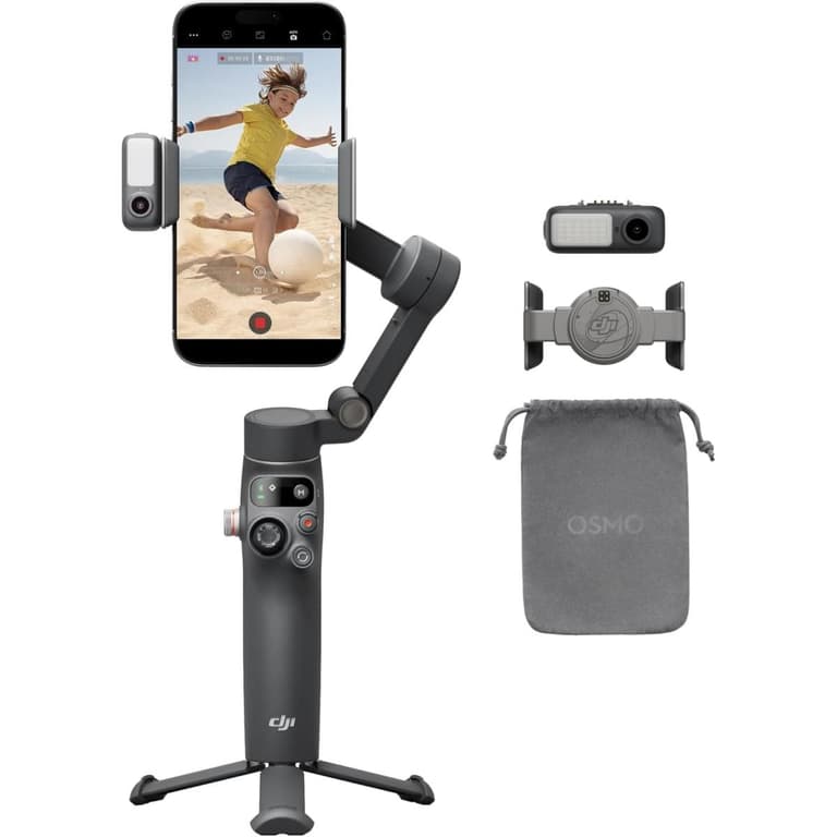DJI Osmo Mobile 7P Gimbal Stabilizer for iPhone, Android, Native Tracking, Lighting, 3-Axis Phone Gimbal, Quick Launch, One-Tap Edit, Built-in Extension Rod & Tripod, 10hrs Use, Phone Charging - Gray