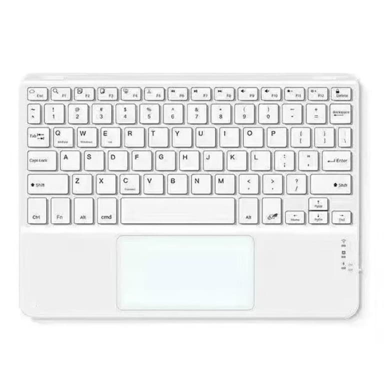 Wireless Bluetooth Keyboard, Ultra Slim Rechargeable Portable Cordless Keyboard with Touchpad 10 Inch Wireless Keyboard for iOS, Android, Windows, iPad, iPhone, Samsung (White)
