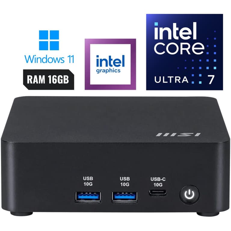 MSI CUBI NUC AI 1UMG (2025) Mini PC Barebone Intel Core Ultra 7 155H 16-Cores High-Performance Processor w/ Supporting up to 4 Displays & Dual 2.5G LAN VESA Mountable