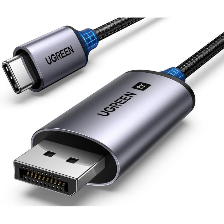 UGREEN USB C to DisplayPort 1.4 Cable 8K@60Hz 4K@240Hz Unidirectional Thunderbolt 4/3 to DisplayPort Cord USB C to DP 32.4Gbps Compatible iPhone 16, MacBook Pro/Air, iPad, Mac Mini, Galaxy, XPS, 1M