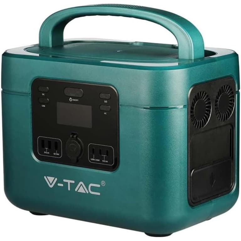 V-TAC Portable Power Station with LiFePO4 Storage Battery 1050Wh AC:220V 2*1000W - 328.300mAh (Max. 1800W) Rechargeable with Power Supply or Portable Photovoltaic Solar Panel