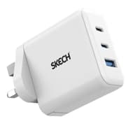 Skech Power Delivery 3 Port GaN Wall Charger 65w PD Power Charger Dual Type-C Port + USB-A – white product image