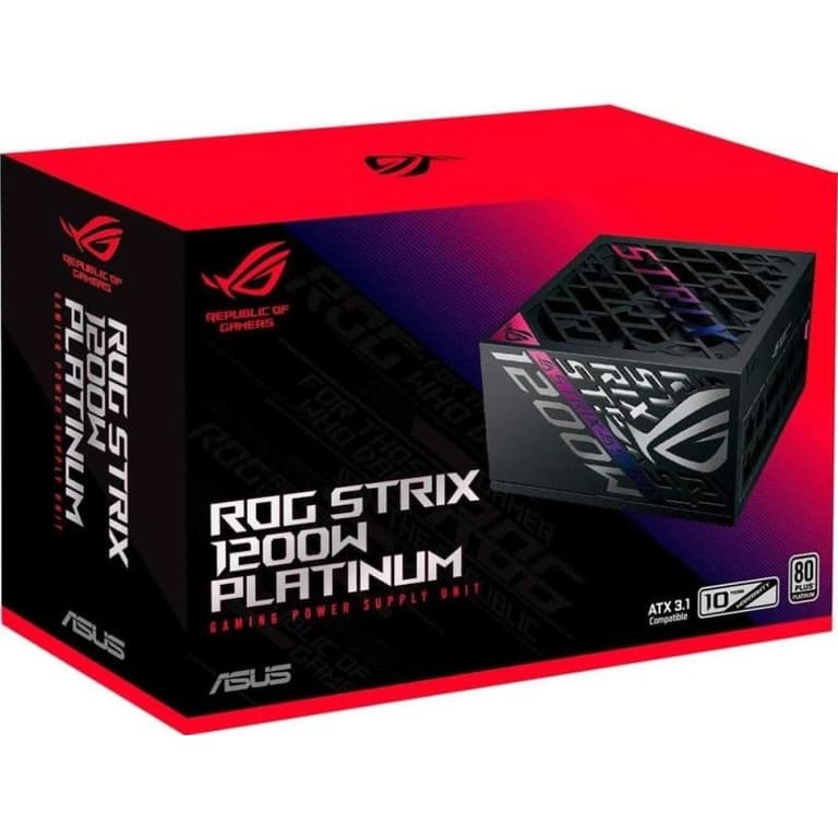 ASUS ROG Strix 1200W Fully Modular 80+ Platinum Active PFC, GaN MOSFET, ATX 3.1 Compatible, Cybernetic Lambda A+, Dual Ball Fan bearings, Black
