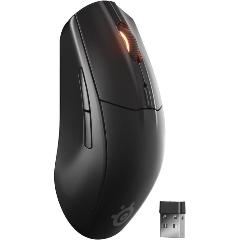 SteelSeries Rival 3 Wireless Gen 2 Gaming Mouse 2.4GHz and Bluetooth 18000 DPI TrueMove Air Optical Sensor 60 Million Click Durability Light-Weight 100% PTFE Feet , Black