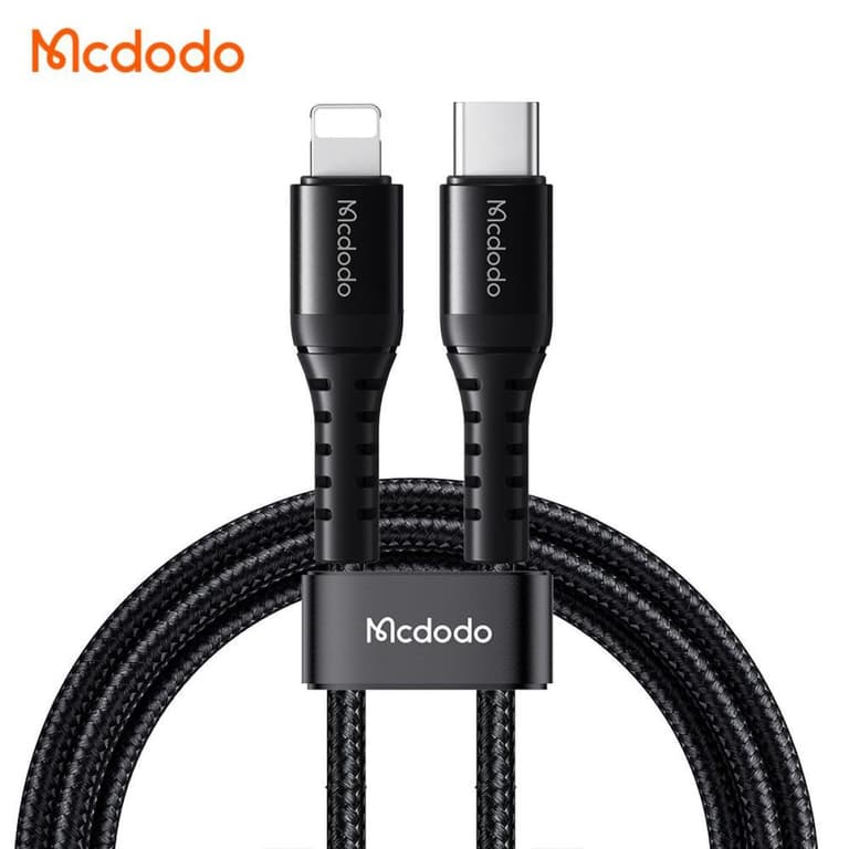 Mcdodo CA-5633 USB-C To Lightning 36W Bending Reinforced, Super-Fast Charging and High-Speed Data Cable 2M – Black