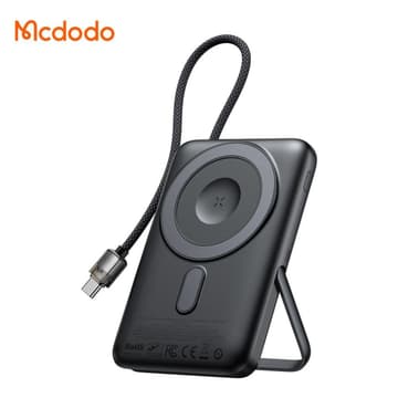 Mcdodo MC-6320 Digital Display Magnetic Power Bank 10000mAh 20W With USB-C Cable & Stand Wireless Charging for Phone watch Earbuds - Black