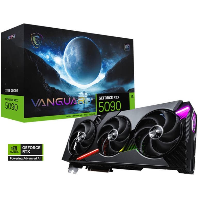 MSI GeForce RTX 5090 Vanguard SOC Graphics Card, 32GB GDDR7 512-Bit Memory, 2512 MHz Boost Clock, 28 Gbps Memory Speed, 21760 CUDA Core