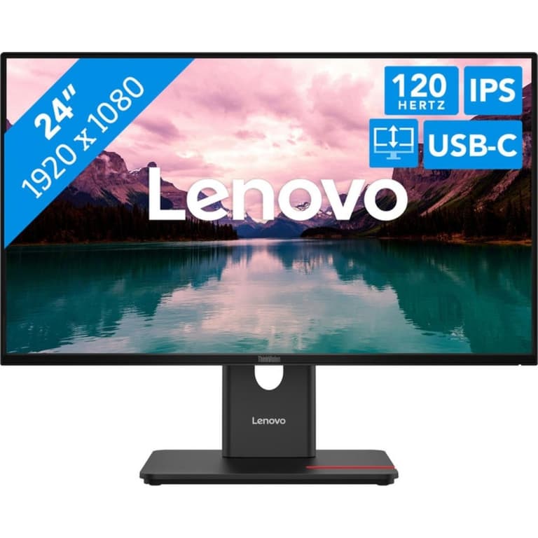 Lenovo ThinkVision T24-40 24" IPS Full HD 120Hz 99% sRGB 5-star Eye Comfort Certification Adjustable Stand w/ HDMI & DisplayPort & USB Hub & USB C Adjustable Stand