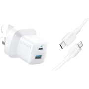 Anker 323, 33W Wall Charger + USB-C To C Cable 3ft, USB Type-A & USB Type-C Interface, ActiveShield Safety System, Portable, Universal Compatibility, White product image
