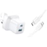 Anker 323, 33W Wall Charger + USB-C To C Cable 3ft, USB Type-A & USB Type-C Interface, ActiveShield Safety System, Portable, Universal Compatibility, White product thumbnail 1
