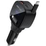 ACEFAST B17 95W Car Charger USB-C + USB-A LED Display Fast Charging Adapater with Retractable Cable - Black product thumbnail 1