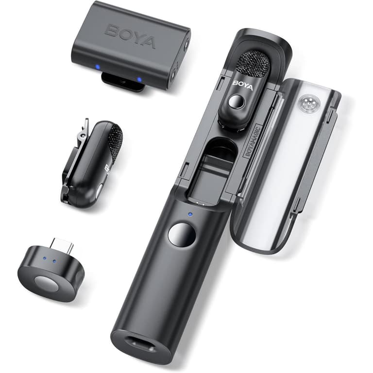 BOYA Magic-03 Wireless Lavalier Microphone, 30Hrs Battery,328FT LOS Range, Safety Track &Limiter, Portable Wireless Mini Lapel mic for USB Type-C Android iPhone 16/15 Camera Camcorder Vlog Podcast