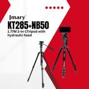Jmary Professional 2 in 1 Tripod & Monopod KT285+NB50 with Fluid Hydraulic Head, Adjustable Height MAX. 175cm, Compact Foldable 44.5cm, Heavy Duty Stable Stand - Black product image