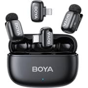 BOYA mini 2-01 (Type-C & Lightning) Wireless Microphone for iPhone & Android, AI Noise Cancellation,App Control, 48k Hz/24 Bit, 30H Battery Life with Charging Case,Lapel Microphone Wireless for Video Recording Vlog Streaming , Black product image