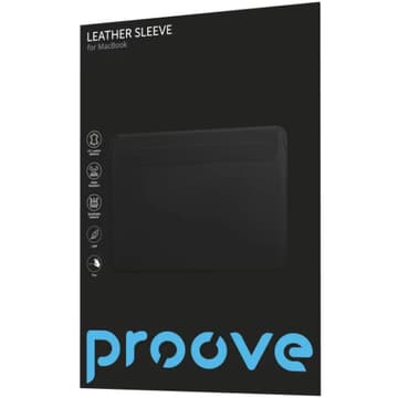 Proove Leather Sleeve MacBook Support 13.6"/14.2" Premium eco-Leather, Moisture Drainage; Magnetic Closure , Black