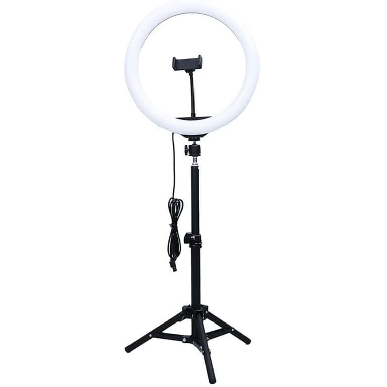 RTAKO ZJ-ZBT01 Live Streaming Stand with Ring Light and 55cm Floor Tripod - Black