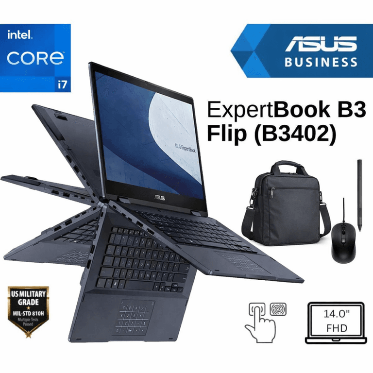 Asus ExpertBook B3 Flip (2024) B3402FVA Intel 13Gen Intel Core i7 10-Cores Business Class Military-Grade Aluminum 2-in-1 Touch Display