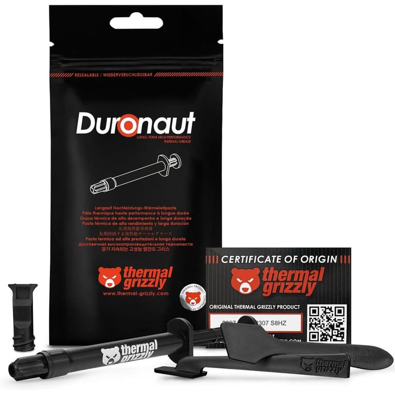 Thermal Grizzly Duronaut - 6 Gram - Enhanced Durability & High Performance Thermal Paste - for Maximum Thermal Conductivity While Overclocking CPU/GPU/PS4/PS5/Xbox