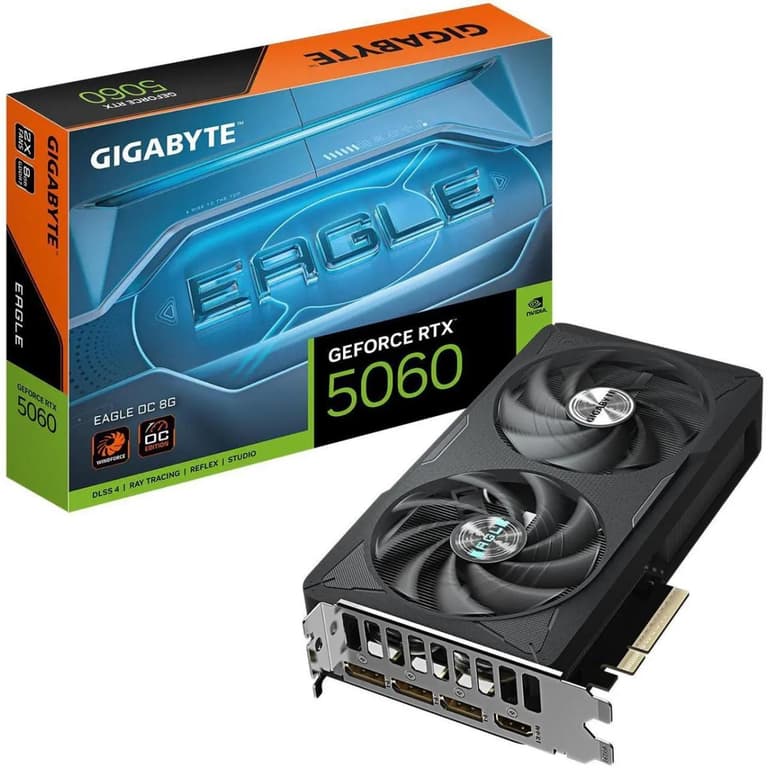 GIGABYTE GeForce RTX 5060 EAGLE OC Graphics Card, 8GB GDDR7 128-Bit Memory, 2550 MHz Core Clock, 28 Gbps Memory Clock, PCI-Express 5.0