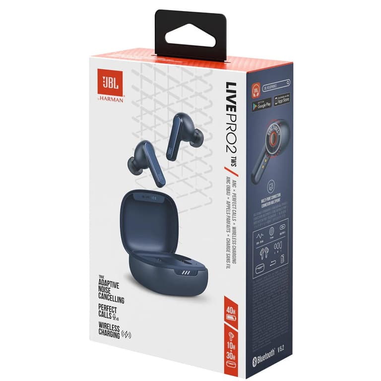 JBL Live Pro 2 TWS In-Ear Headphones, Sound Back in with Smart Ambient, True Adaptive Active Noise Cancellation, Up to 10H Battery Life, Touch Controls, IPX5, Blue
