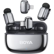 BOYA mini 2-01 (Type-C & Lightning) Wireless Microphone for iPhone & Android, AI Noise Cancellation,App Control, 48k Hz/24 Bit, 30H Battery Life with Charging Case,Lapel Microphone Wireless for Video Recording Vlog Streaming , Silver product image