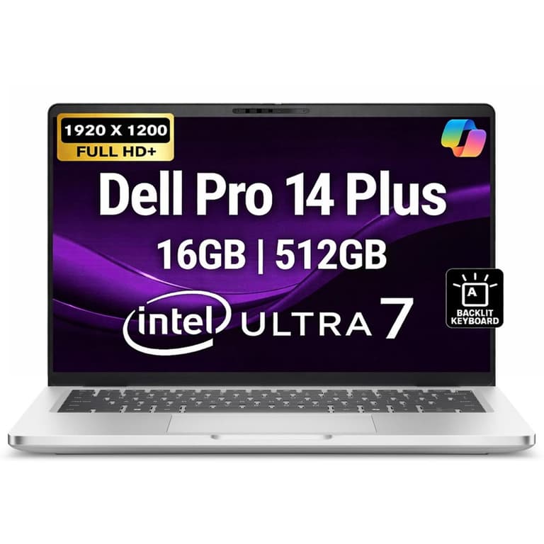 Dell Pro 14 Plus PB14250 (2025) AI Capable PC NEW Intel® Ultra 7 Gen II 265U vPro 12-Cores Elegant & Durable Aluminum Design w/ 3 Years Wrranty , Platinum Silver