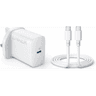 Anker USB C Plug 20W Ultra Fast Wall Charger For iPhone, iPad, iPod And More (5 ft USB-C to USB-C Cable Included) , White product thumbnail 1