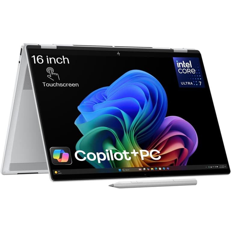HP OmniBook X Flip 16-as0000ne (2025) Next Gen AI Intel® Ultra 7 Gen II 258V 8-Cores Fast-Charging, Long-Lasting Power w/ 360° OLED Touch Display & HP Rechargeable MPP 2.0 Tilt Pen