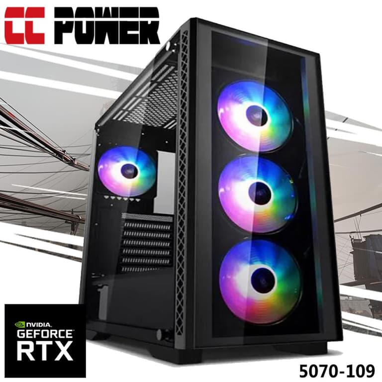 CC Power 5070-109 Gaming PC NEW 13Gen Intel I7 16-Cores w/ Nvidia RTX 5070 12GB DDR7 w/ Advanced Air Cooler