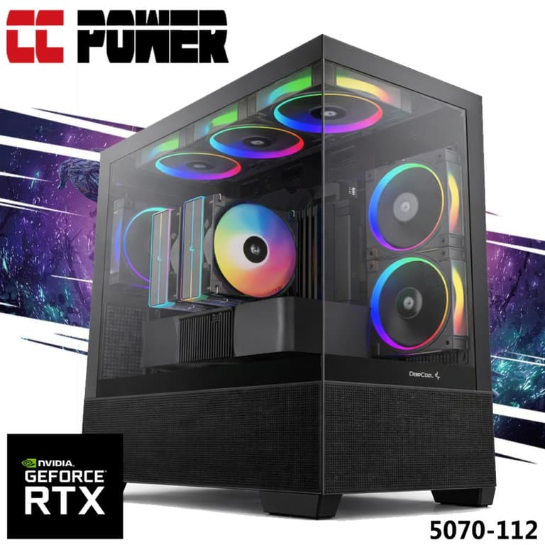 CC Power 5070-112 Gaming PC NEW 9Gen AMD Ryzen 7 7700 8-Cores w/ Nvidia RTX 5070 12GB DDR7 & DDR5 Memory & Advanced Air Cooler