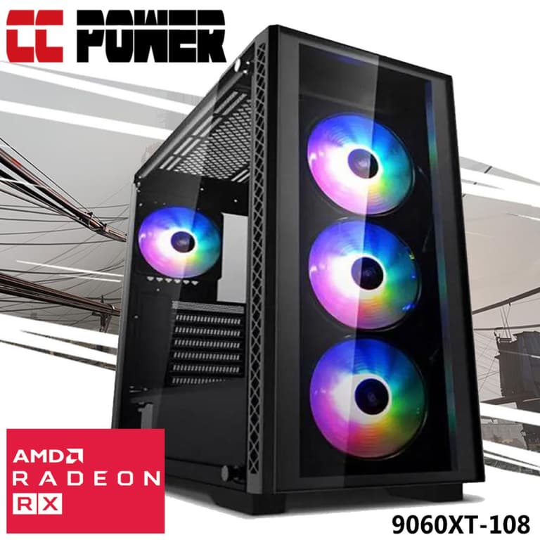 CC Power 9060XT-108 Gaming PC NEW 13Gen Intel Core i7 16-Cores w/ AMD Radeon 9060 XT 8GB DDR6 & Advanced Air Cooler
